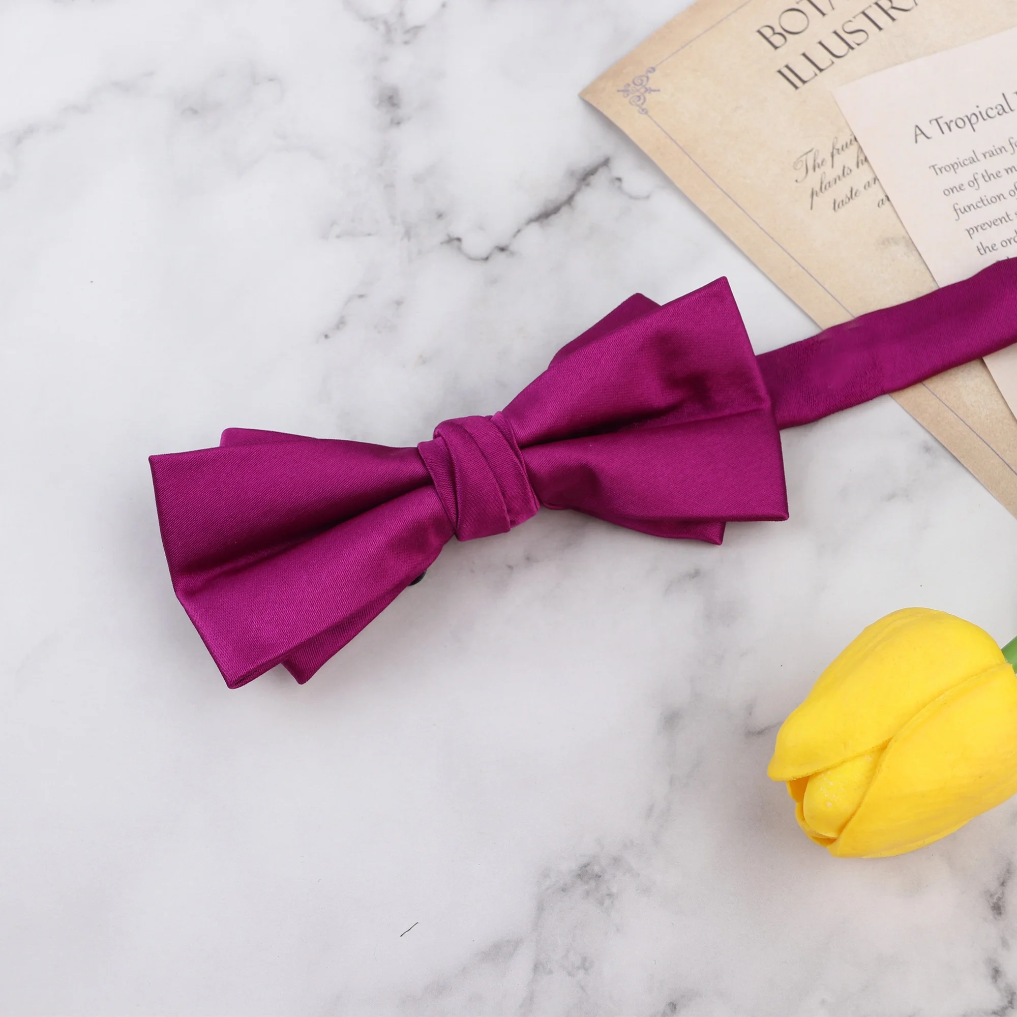 Personalized fashion business handmade bowties pink purple high quality cheap adjustable bow tie satin polyester bow yies