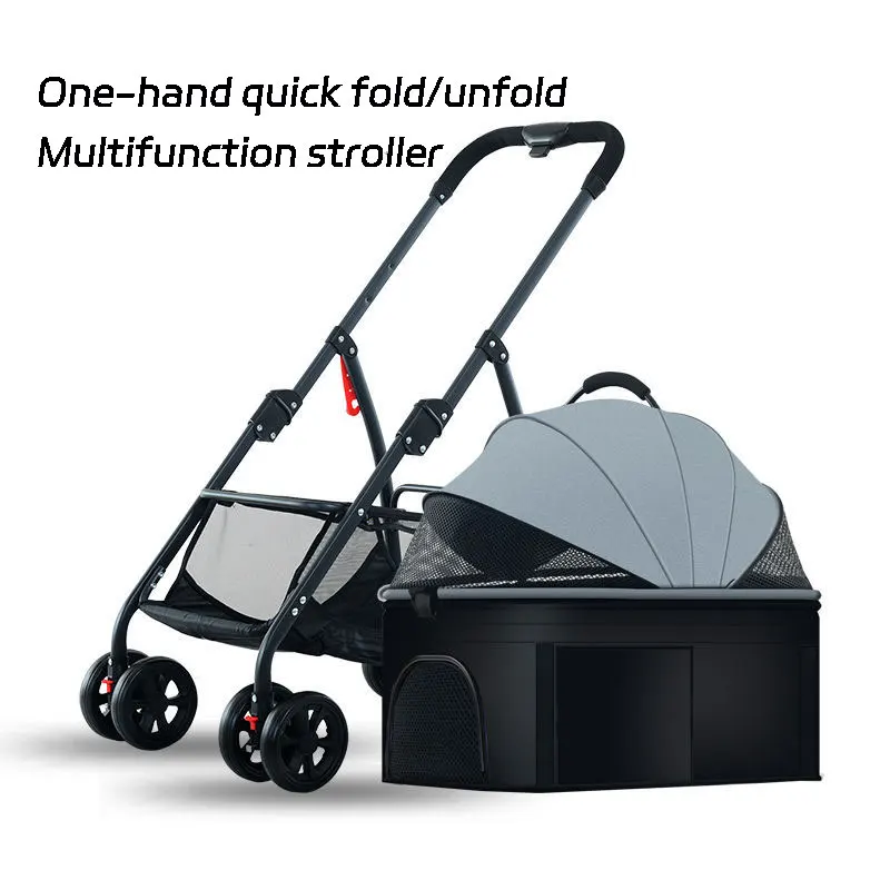 Wholesale Price Travel Pet Stroller Quick Fold Detachable Carrier Large Space Durable EVA 4 Wheels Luxury Pet Strollers