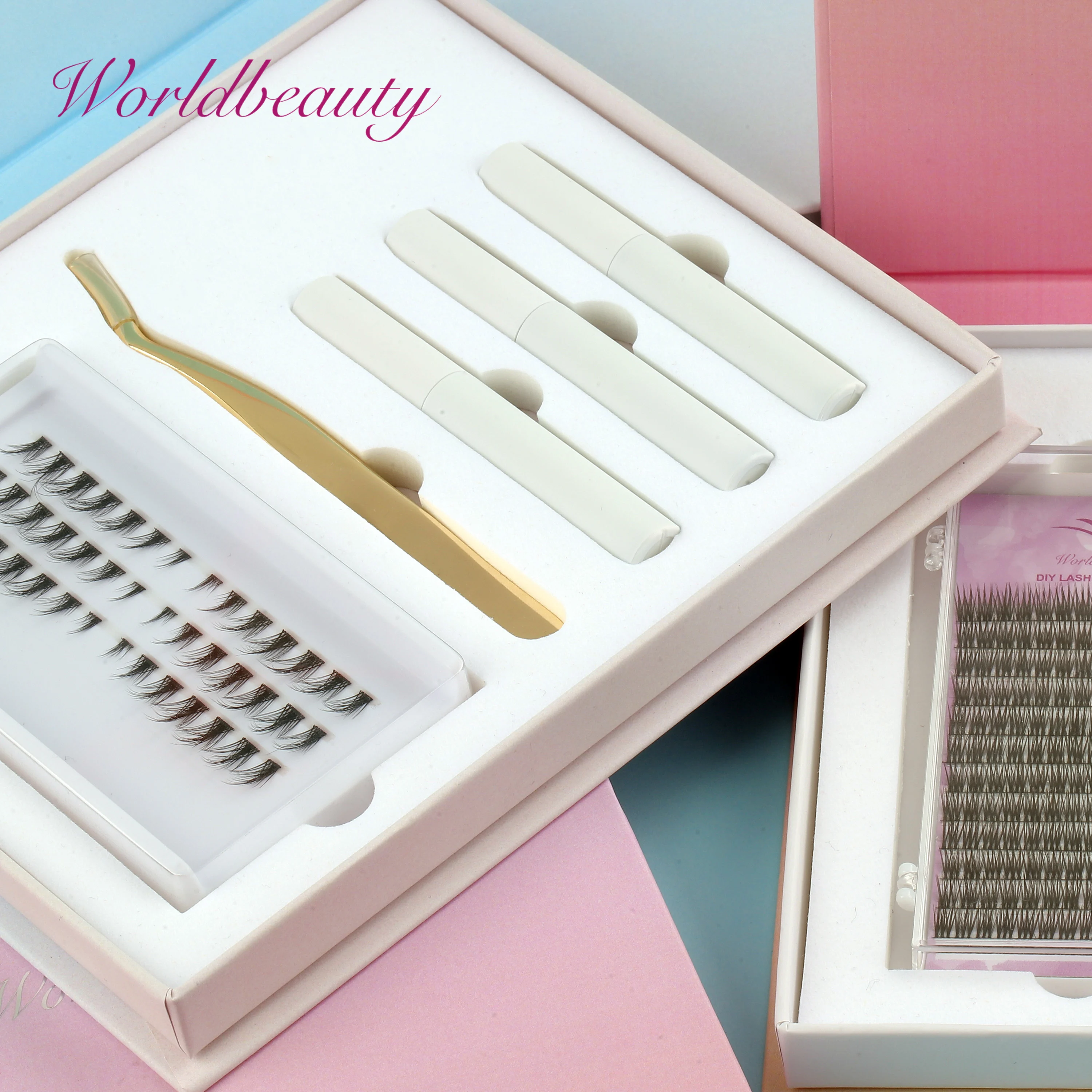 NEW Trend Clear superfine band glue-based lashes clusters clear band black cotton band ribbon lash diy eyelash extension kit