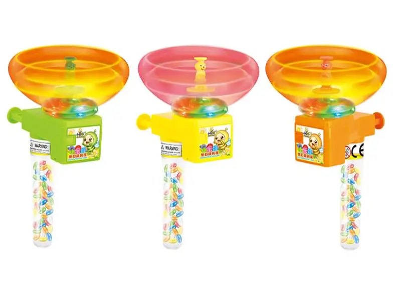 Shantou Plastic Toy Candy Wholesale Light Up Dream Spin Flower Candy Toys Sweets Caramelos
