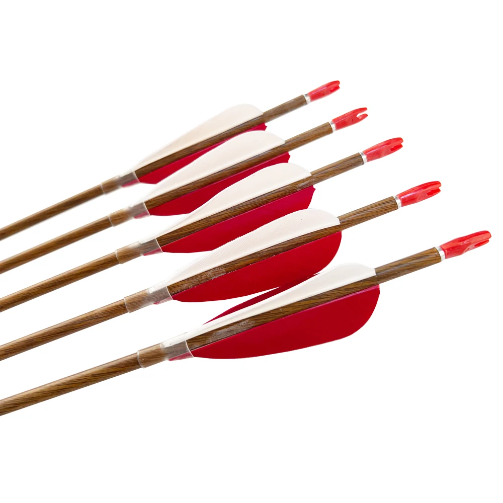 ID4.2mm/.165' Full Carbon Wood Pattern Arrows Shaft Recurve Compound Bow Arrows Hunting Steel Points Pin Nock Arrows