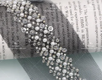 Width 5 cm Handmade Shiny pearls lace ribbon flower beads Sequins tulle mesh lace trim for dress curtain Collar