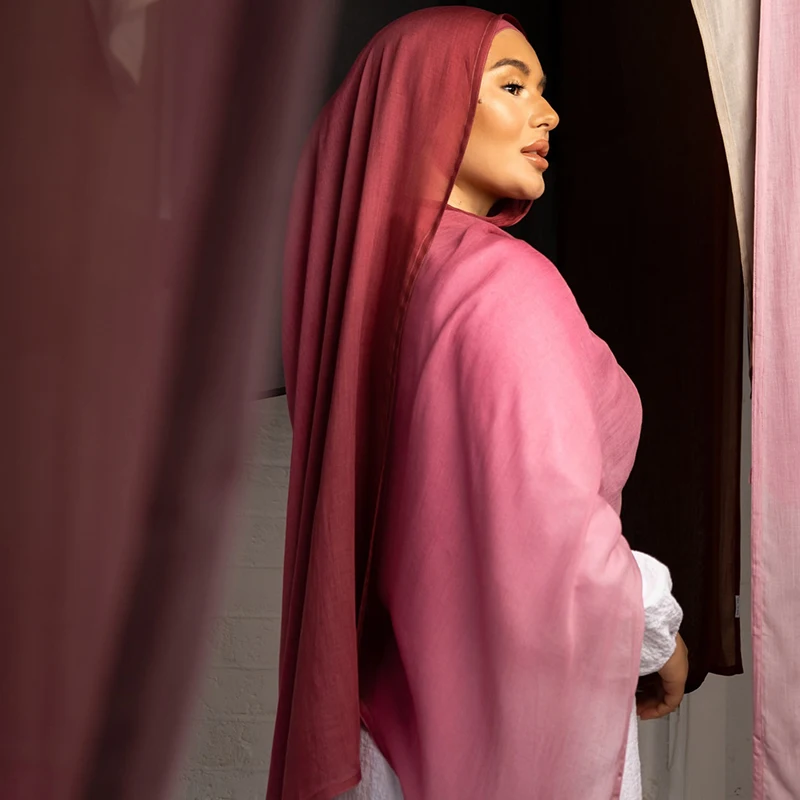 FRC ombre Modal Hijab for Women Muslim Headwear cotton Scarf double stitching hijab Long Islamic Lightweight modal  soft hijab