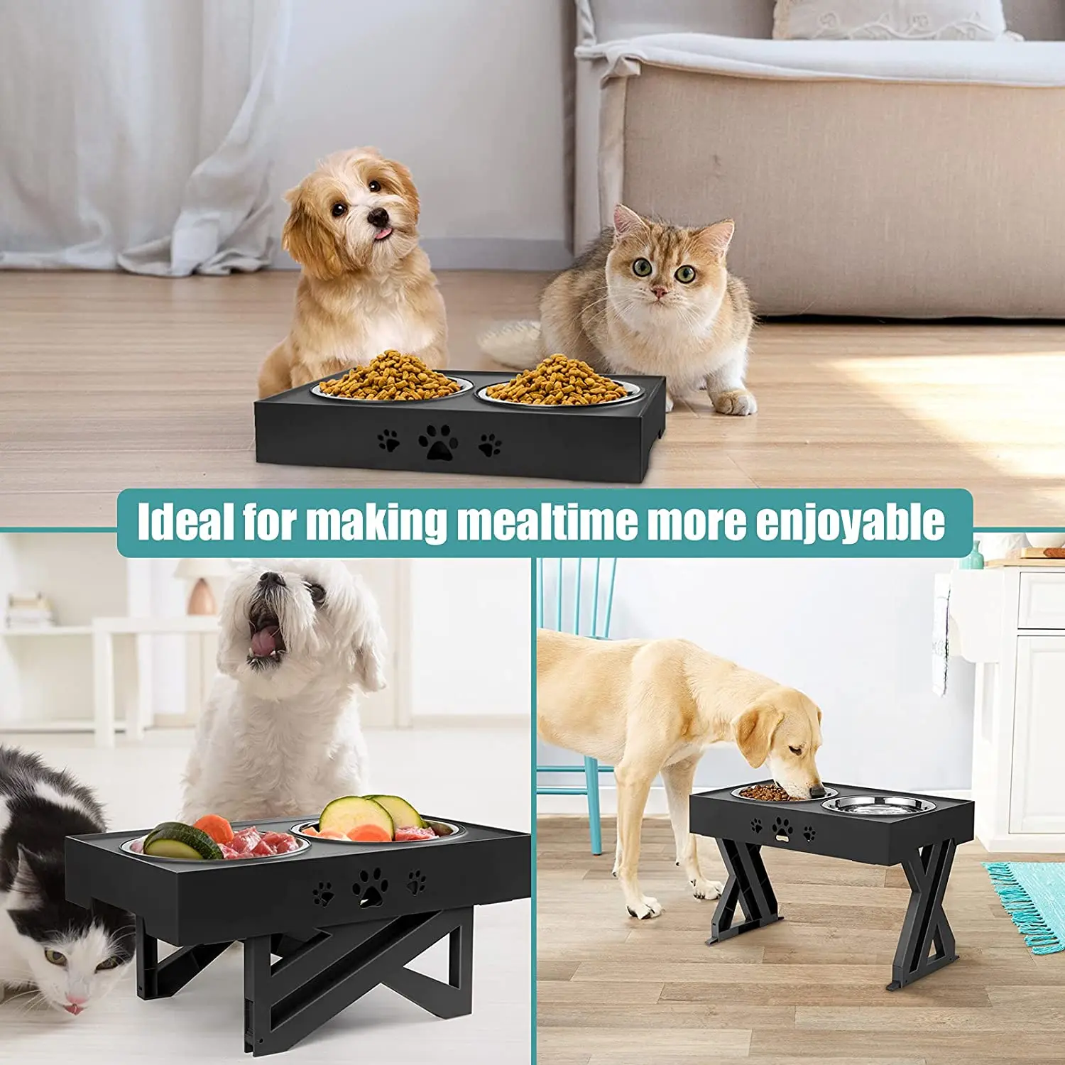 OKKPETS Wholesale Adjustable Raised Elevated Dog Feeder Spill-Proof Slow Pet Feed Puzzle Water Bowl for Medium