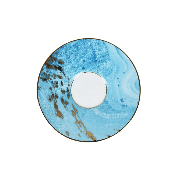 Chinese Style Reusable Ceramics Porcelain Coffee Tea Cup with Saucer English Blue Teapot Sets