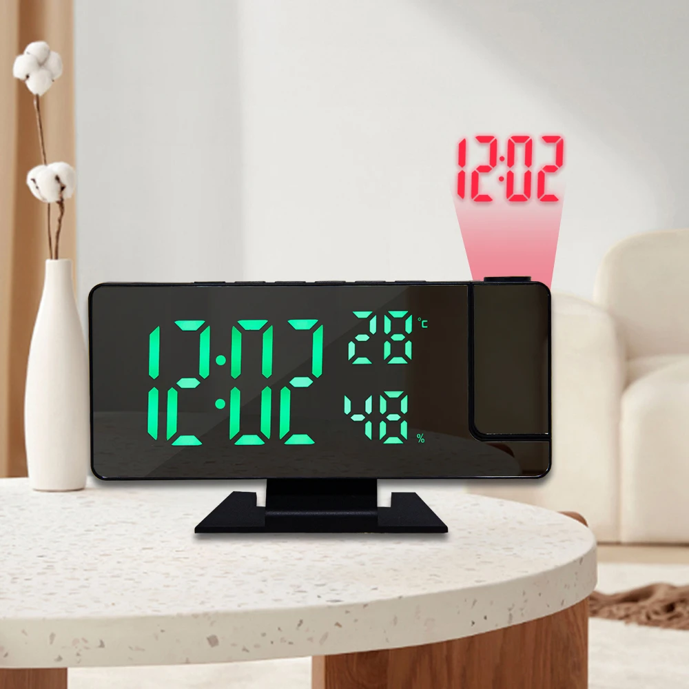 EMAF Thermometer Electronic Led Projector Alarm For Bedrooms   Chargers Projection Clock bathroom mirror with led lights