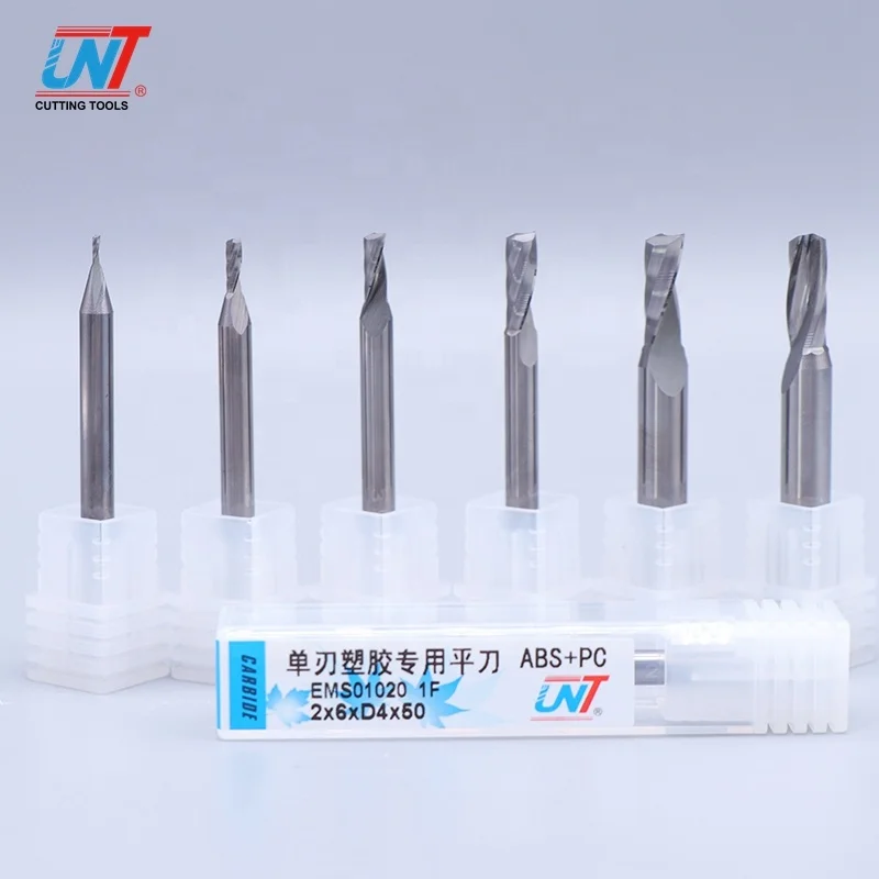 
UN tungsten carbide 1 flute TIAIN-coating end mill cutting tools for plastic/acrylic/wood 