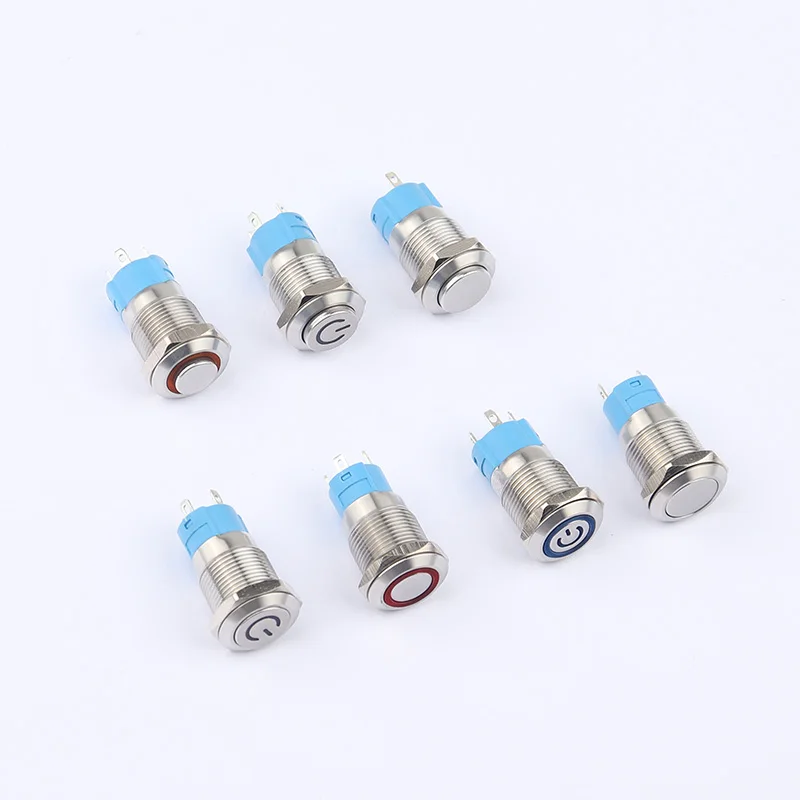 12mm 16mm 19mm 22mm Mini Waterproof Metal Button Switch LED Instantaneous Locking Custom Power Button Switch