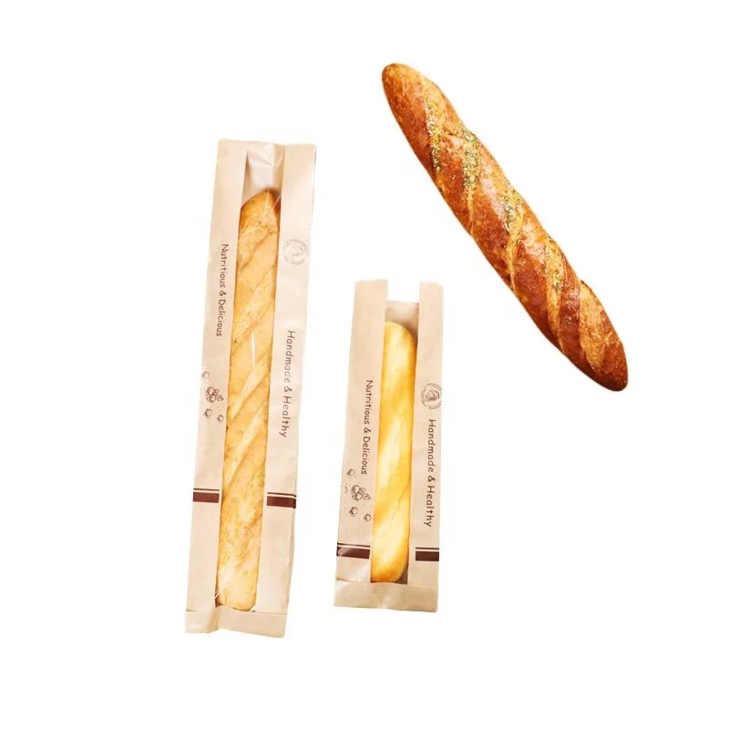 Customize Design Kraft Fancy Shopping Paper Bag With Clear Window for Bread & Baguette Packing