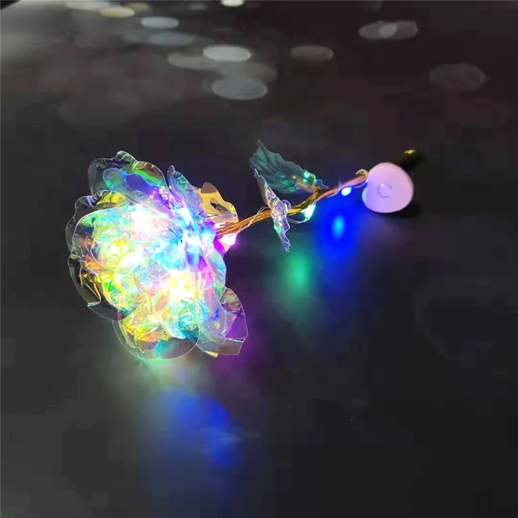 24k Золотая фольга Led пластик Радуга галактика роза на День святого