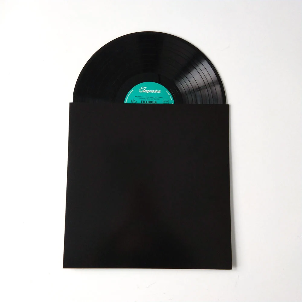 Black Cardboard Paper LP Record Sleeves 33 RPM 350gsm Record Storage Jacket - No Hole