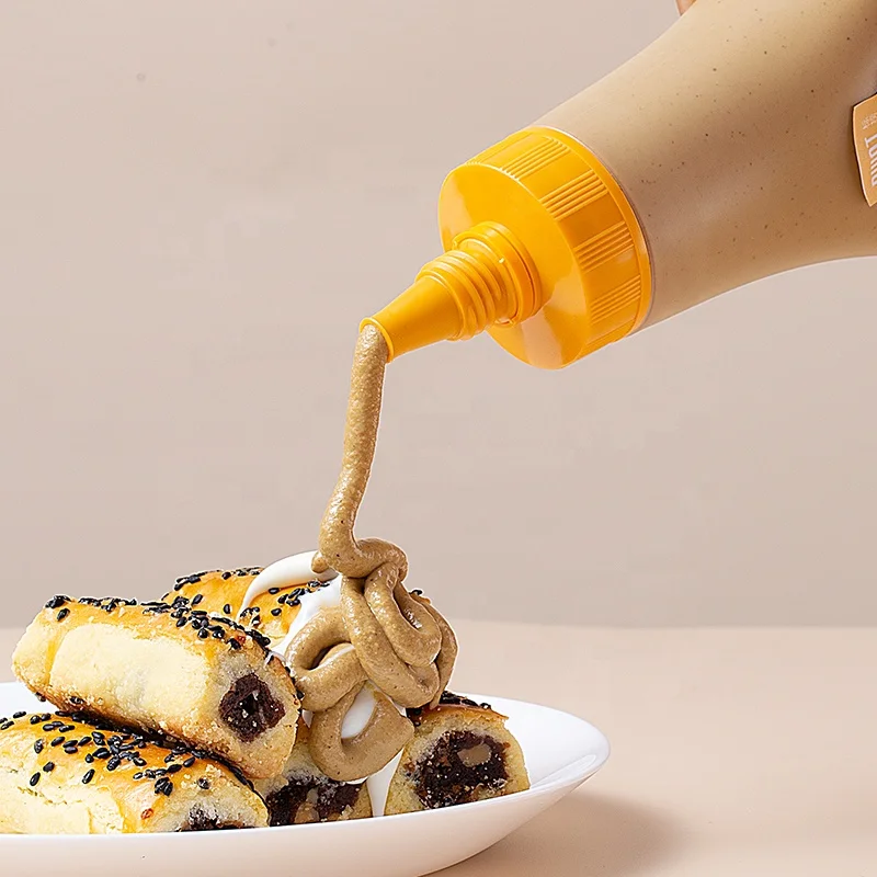 PP hot filling 11oz 353ml  plastic Peanut butter mustard Mayonnaise salad dressing squeeze bottle for sauce
