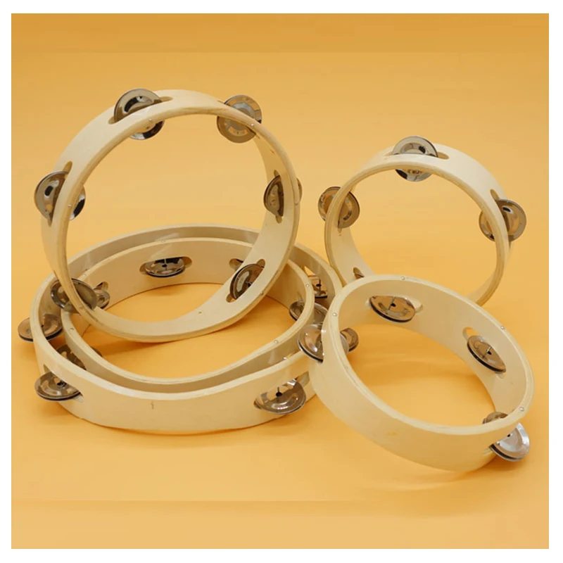 Hot selling wooden tambourine headless musical mini drum bell
