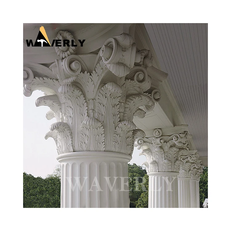 Оптовая продажа ручная резная колпачок натуральный греческий Римский камень столб белый мрамор римская колонна Корона