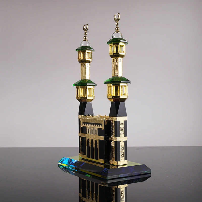 New Wholesale Ramadan Gift Kelbai Clock Model Islamic Ornaments Crystal Model Building For Wedding Souvenirs Gifts