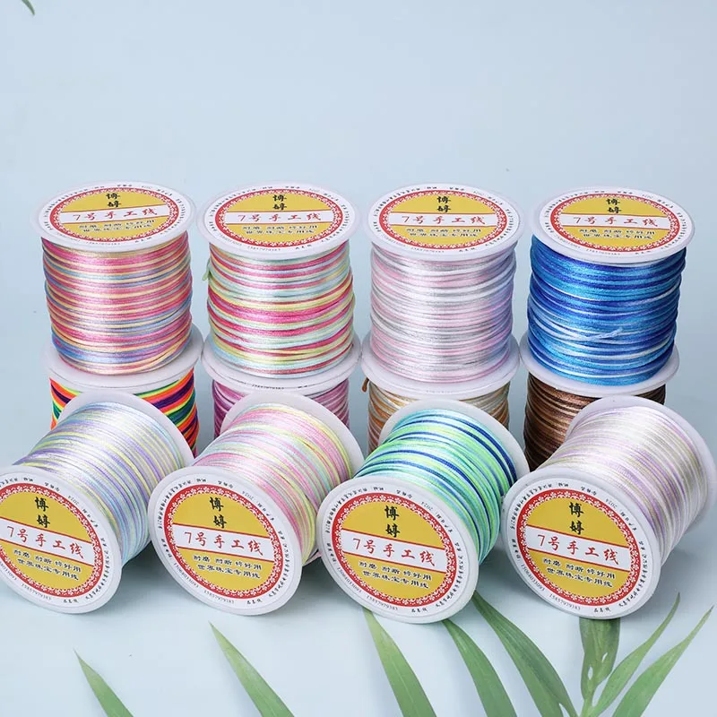 Color gradient 7 thread nylon rope Chinese knot tassel bracelet Braided rope braided rope DIY handmade wire