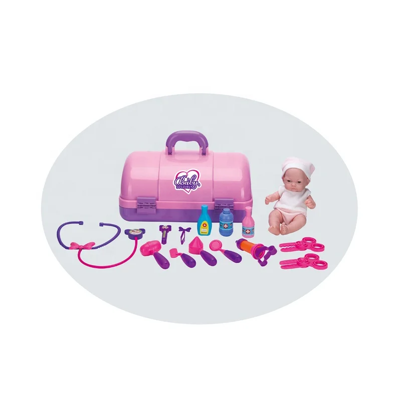 Children Doctor Role Play Toys Educational Medical Play Set Kit 10 Inch Realistic Silicone Baby Doll Realistic Reborn