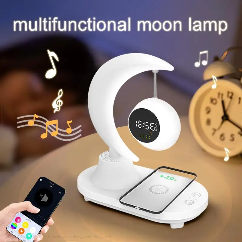Luxury Multifunction Best Gift  Night Light Alarm Clock Wireless Speaker 15W Fast Charging Mobile Phone Charger For iPhone 15