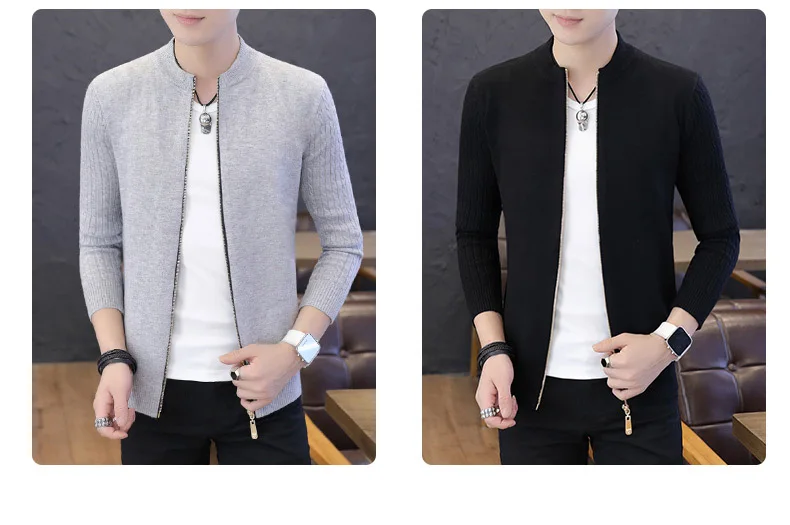 Cardigan Men Cotton Sweater Men Brand Clothing Zipper Fashion Winter Jacket Striped  Personality  sweater