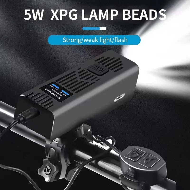 360 Rotatable 2000 Mah Motor Bike light Waterproof Rechargeable LED Bicycle Light with Horn