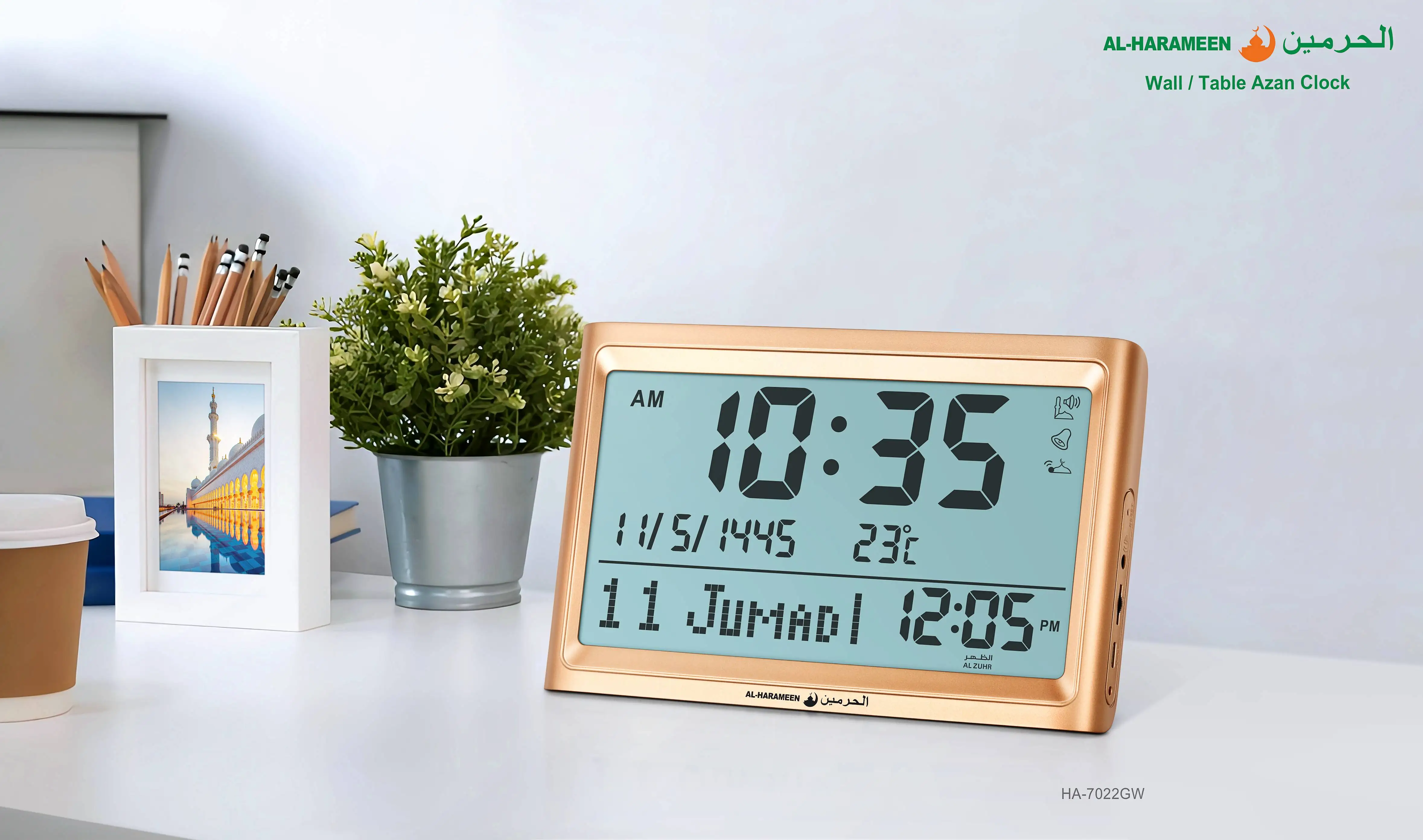 Оптовая продажа мечеть LCD Alfajr Часы Цифровые молитвенные настольные часы HA-7022