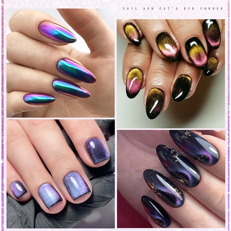 Wholesale 5D 15Colors Nail Art Color-changing Cat Eye Magnet Nail Powder magnetic Cat Eye pigment Cat Eye gel Chameleon