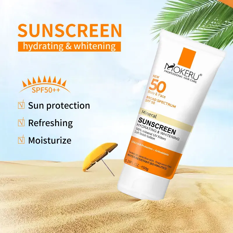 Безмасляный солнцезащитный крем для тела и лица SPF 50 UVA UVB бескислородный чувствительных
