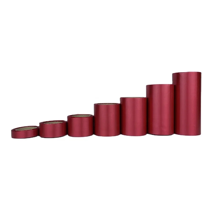 High quality satin textile ribbon custom smooth soft solid color single double face polyester red satin ribbon
