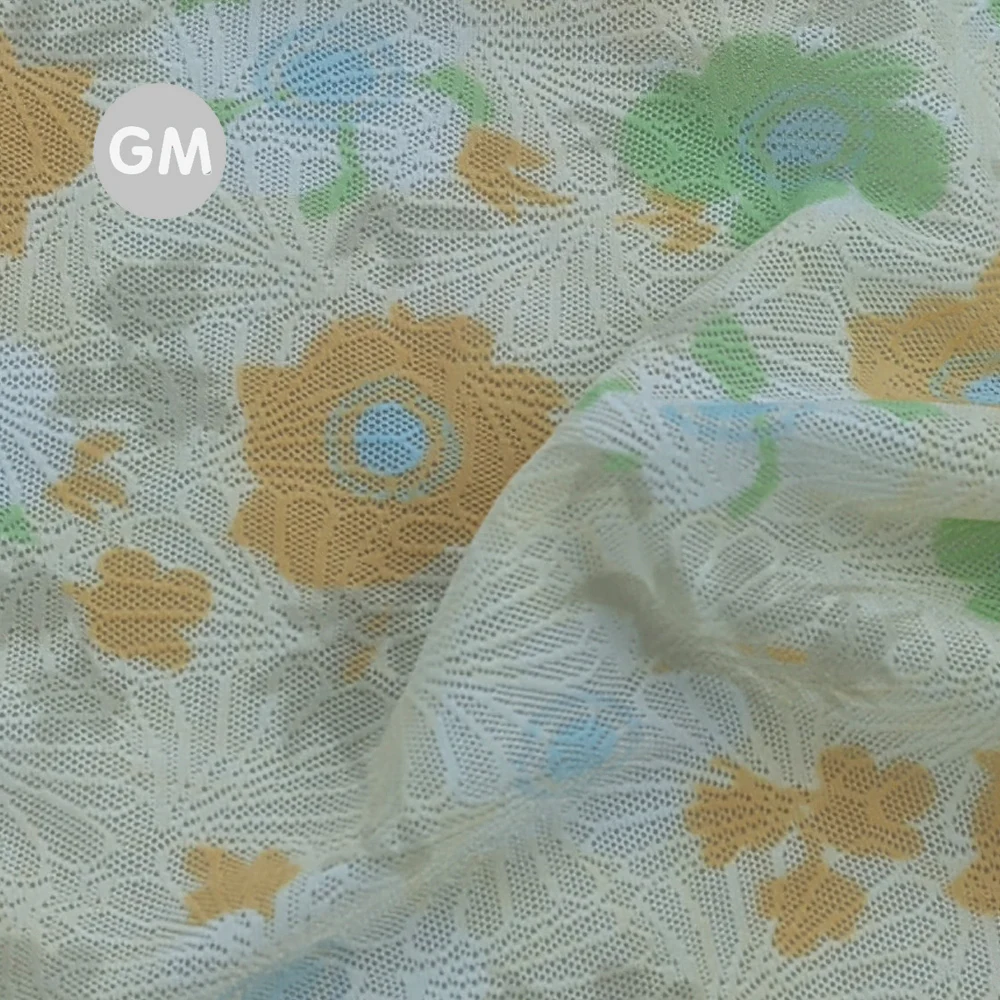 LACE PRINTED FABRIC NYLON 4WAY SPANDEX KNIT FABRIC FOR CLOTH