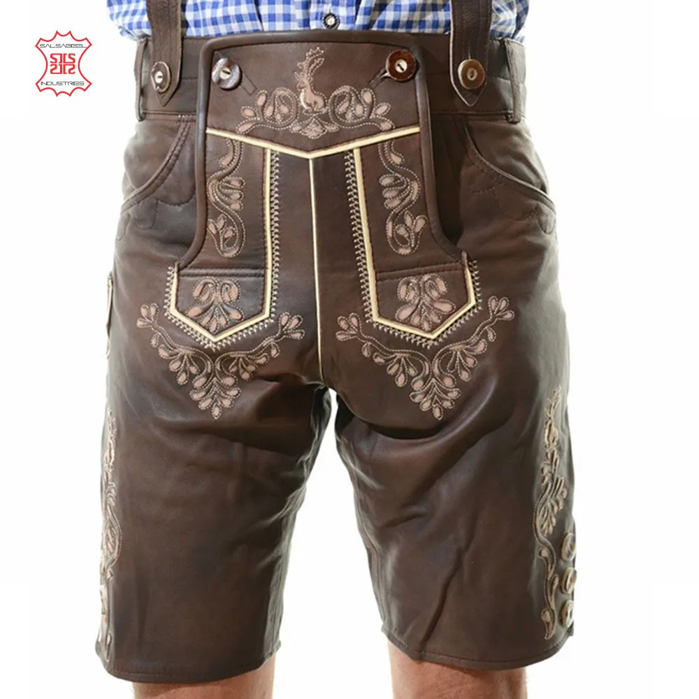 Genuine Leather Trachten Bavarian Oktoberfest Lederhosen shorts for men