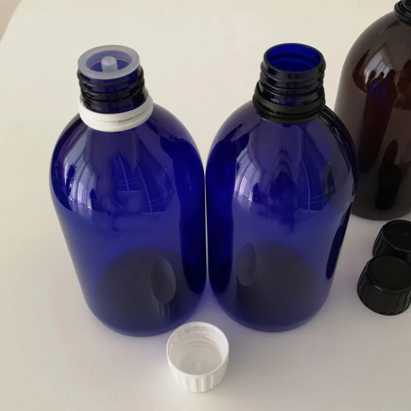 PET plastic bottle 500ml transparent blue amber shower gel hair conditioner shampoo bottle