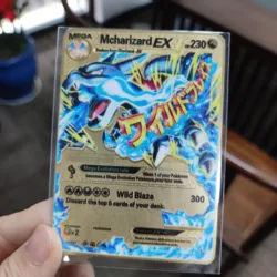 Custom Gold Metal Poke Mon Japanese France Germany English Version Business Cartoon Cards New Trading Playing Cards Game Cards