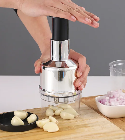 304 Stainless Steel Manual Garlic Press Pat Knife Cutting Onion Ginger Fruit Juicer Manual Cutting Garlic Mince Machine