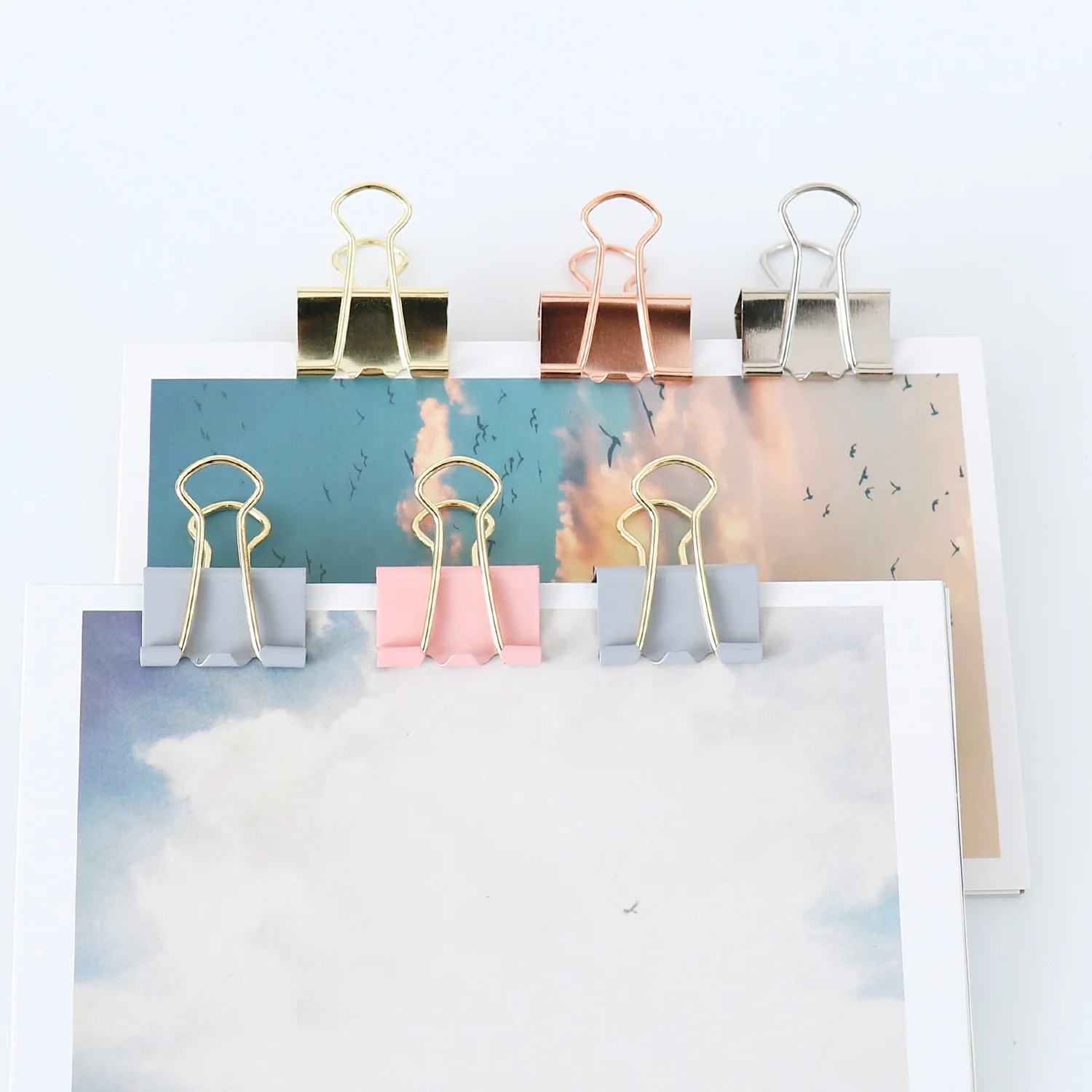 Office supplies Morandi color  binder clips in box 14 packs