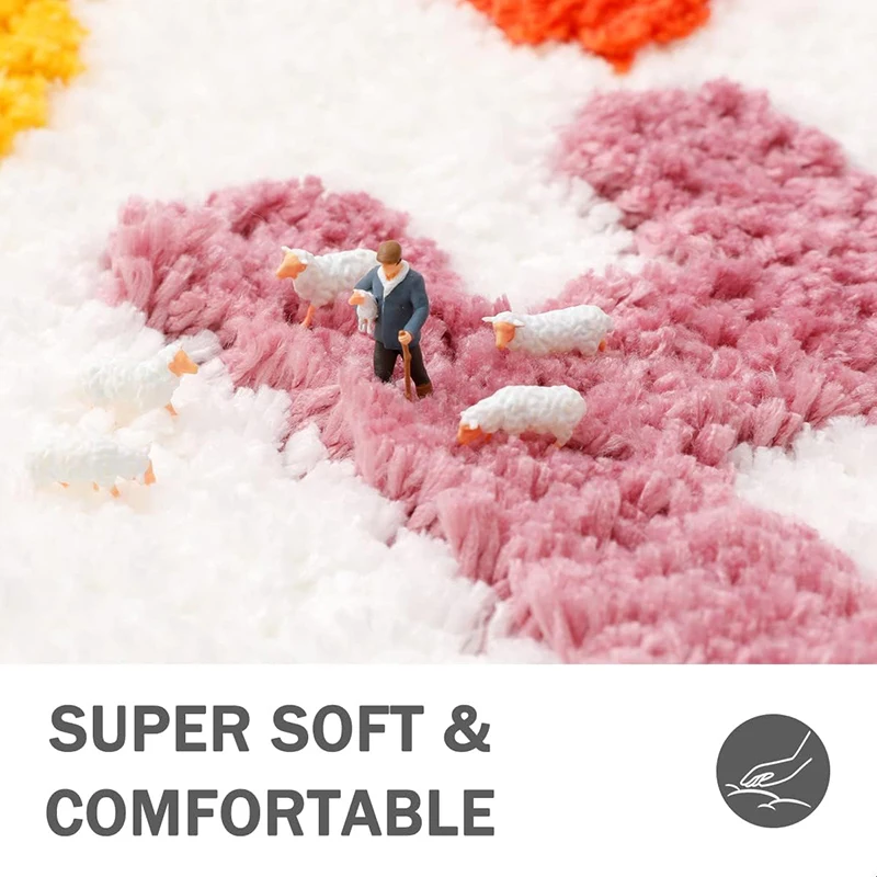 Factory sale cute design non slip super absorbent tufted kids room foot mat shaggy fluffy microfiber bath mats decorative