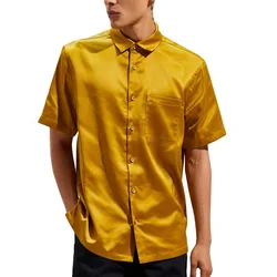 Casual Style Bamboo Fiber Button Down Short Sleeve Mens Polo T-Shirt