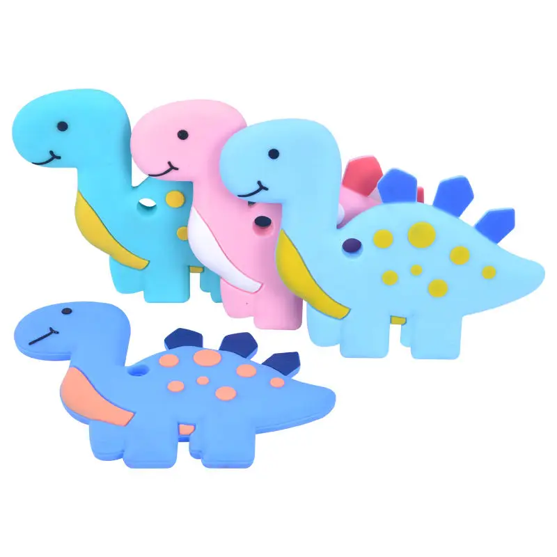 Hot sale Bpa Free Food Grade Funny Dinosaur Chew silicone teether animals baby teether silicone toys