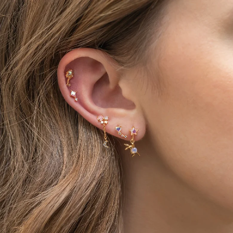 INS New Koala Mickey Teddy Bear Earrings 18k Gold-plated Cute Flower Star Moon Tassel Stud Earring for Women Jewelry Gifts