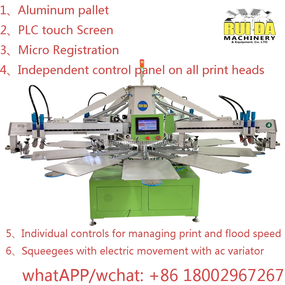 Multi colors 4 color 10 station automatic screen printing machine with 4 Flash Dryer  for t shirt Garments textiles