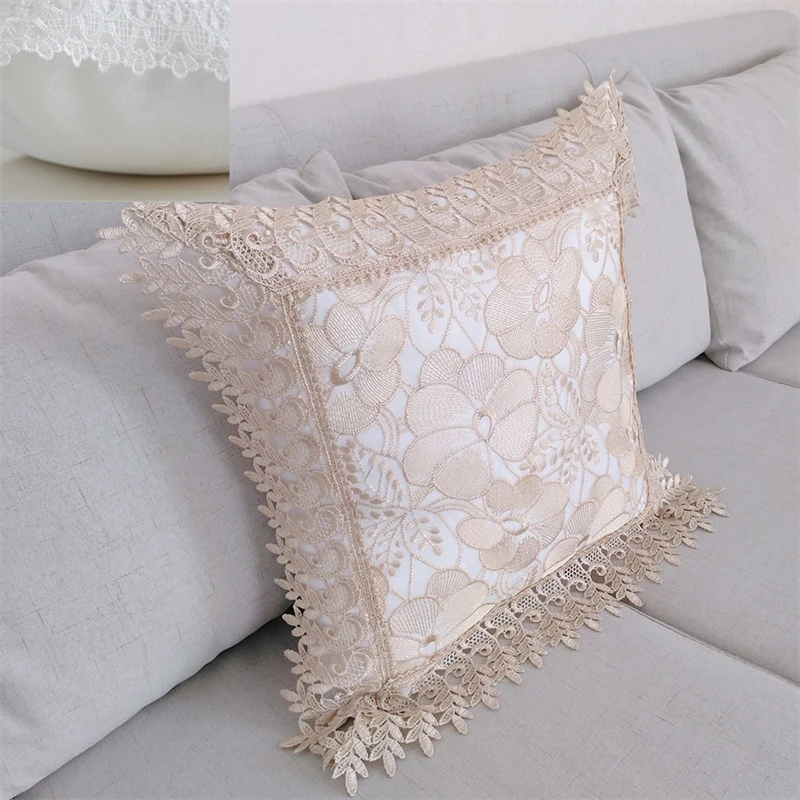 European Lace Embroidered Car Throw Pillow Covers Living Room Sofa Lace Embroidered Cushion Covers For Home Decor