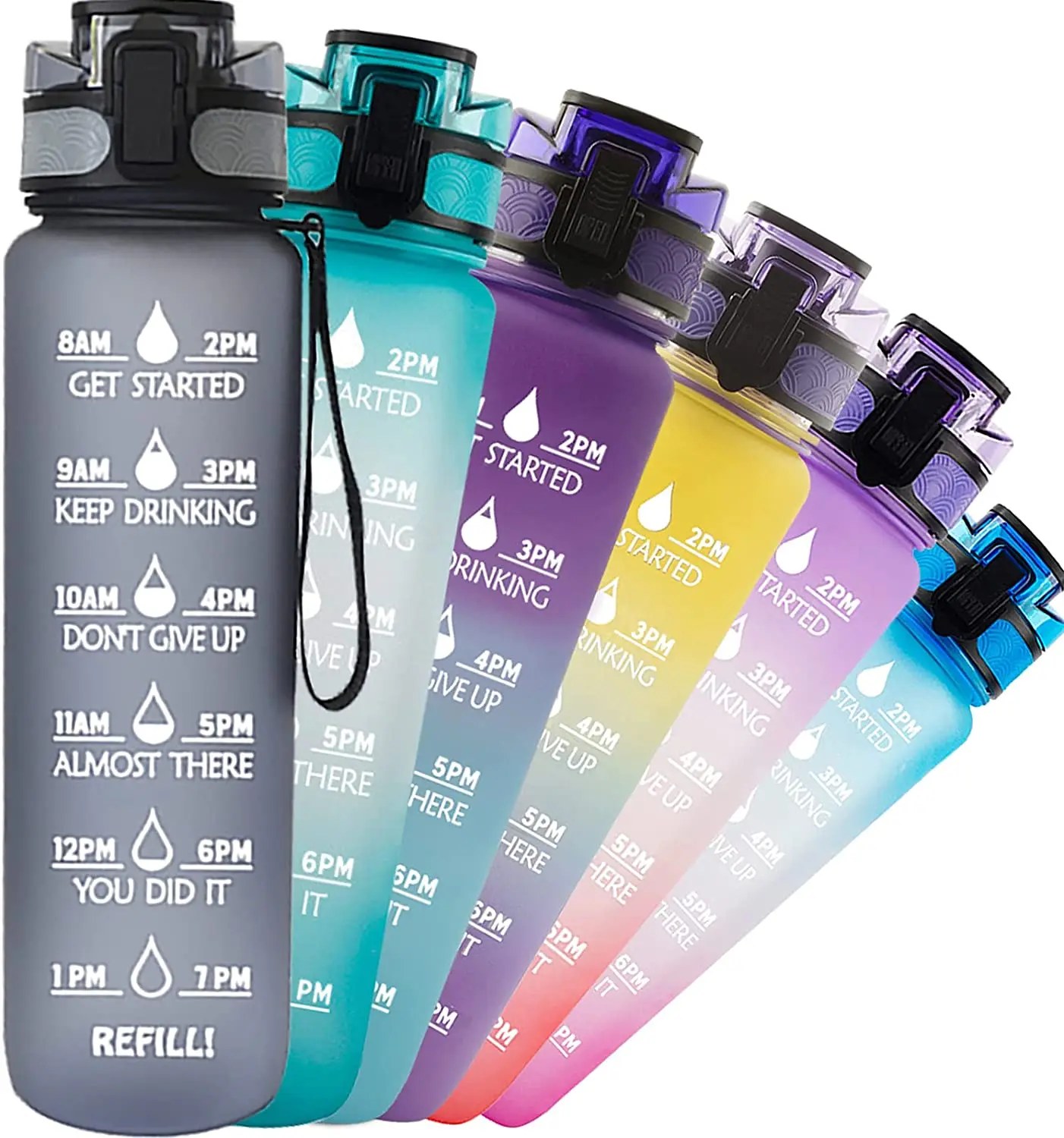 Motivational water bottle with custom logo eco friendly drinking bottles wholesale products BPA free gallon water bottle