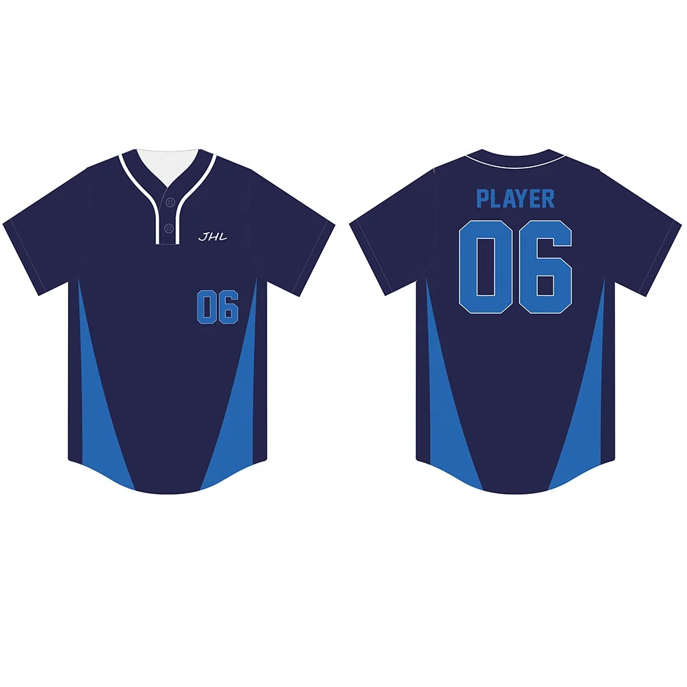 Wholesale Custom Design Tournament Breathable Team Sublimation Print 2 Buttons Baseball Jersey