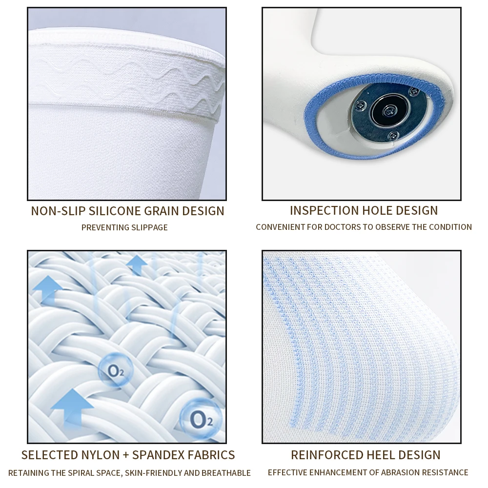 Medical anti-thrombosis pressure stockings, white medical rehabilitation thrombosis socks and thigh breathable pressure bandage