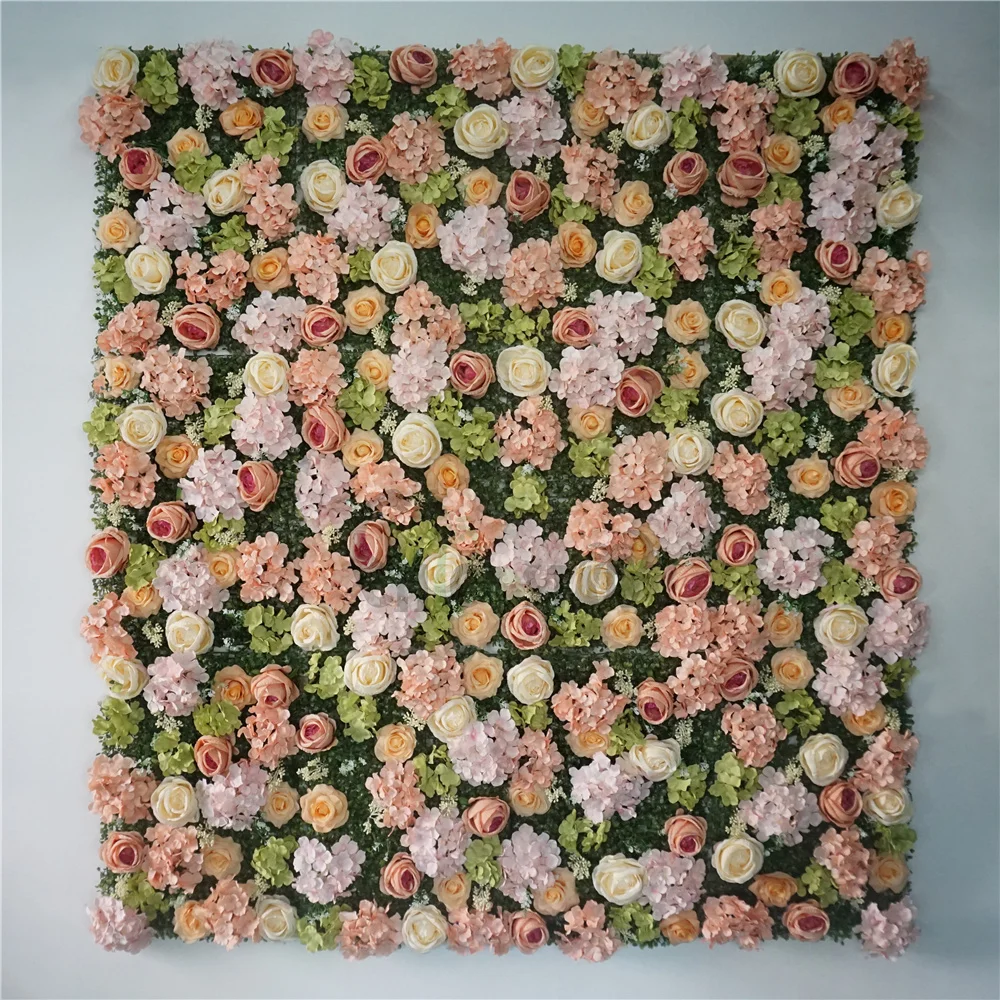 Faux Artificial hydrangea flower wall panel wedding decoration rose floral mat wedding backdrop