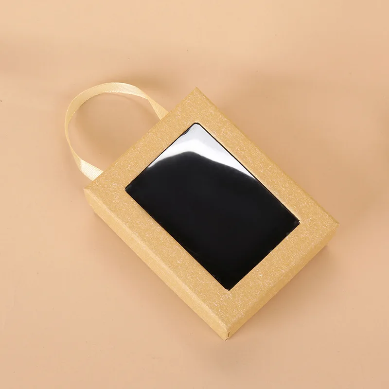 New creative packaging kraft paper handheld rectangular jewelry box simple necklace earring jewelry box