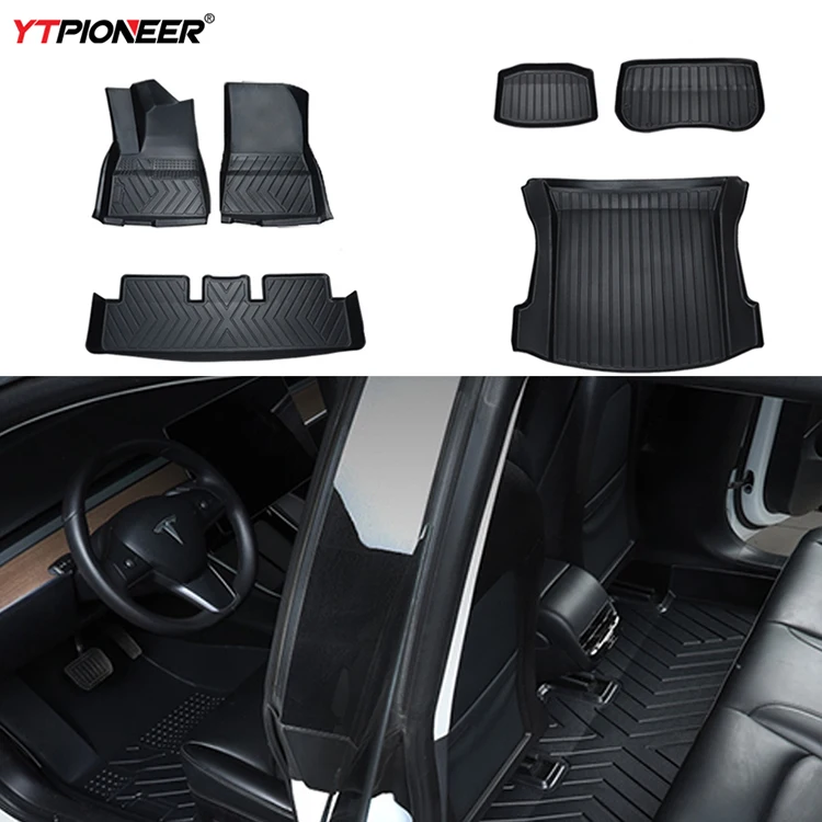 YTPIONEER ТПЭ резиновый материал высокие края ковер 2021 2022 автомобильный коврик напольные коврики для Tesla Model Y