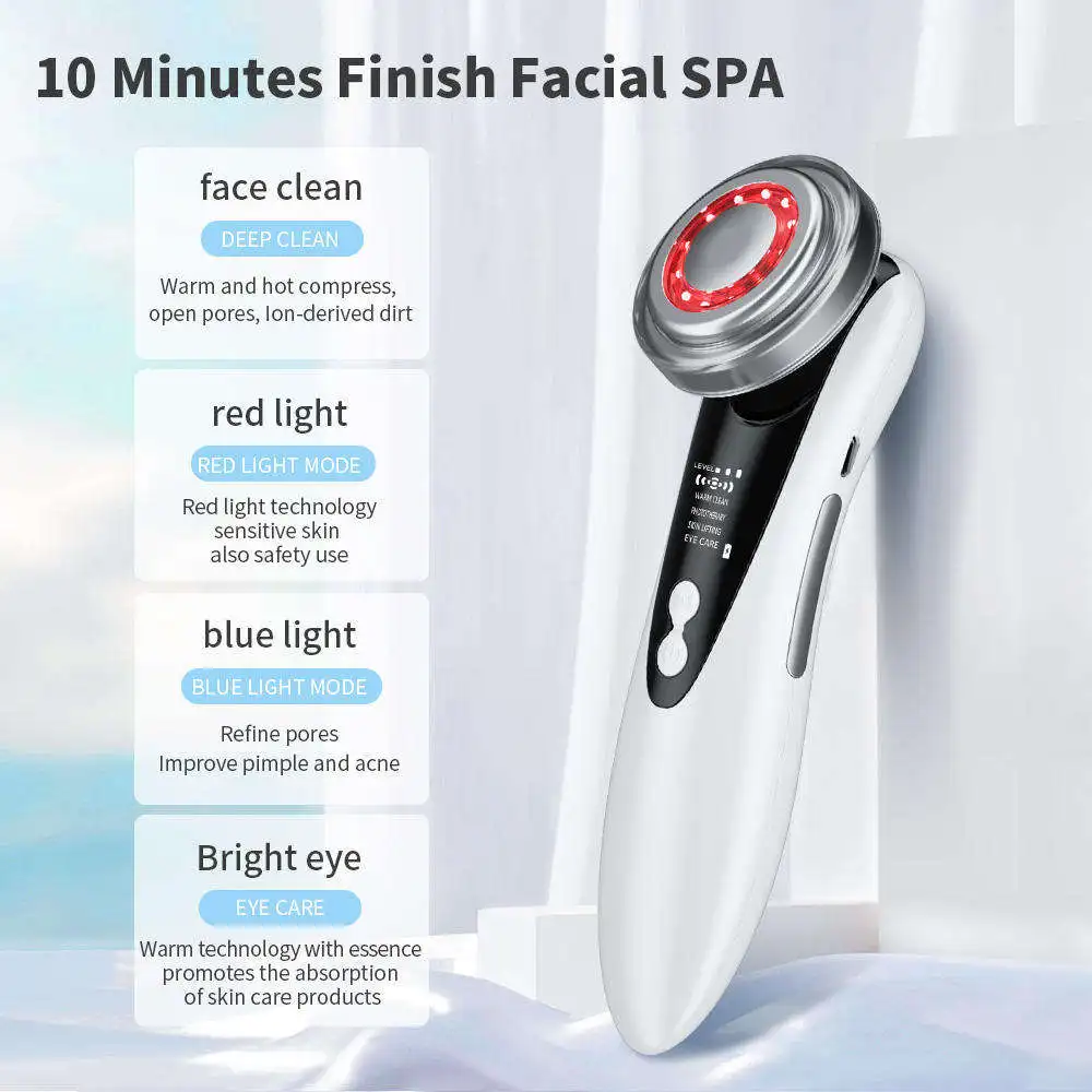 Wochuan Face Neck Eye Care Skin Lifting Heat Red Blue Led Light Therapy Wrinkle Remover Acne Treatment Home Use Beauty Equipment