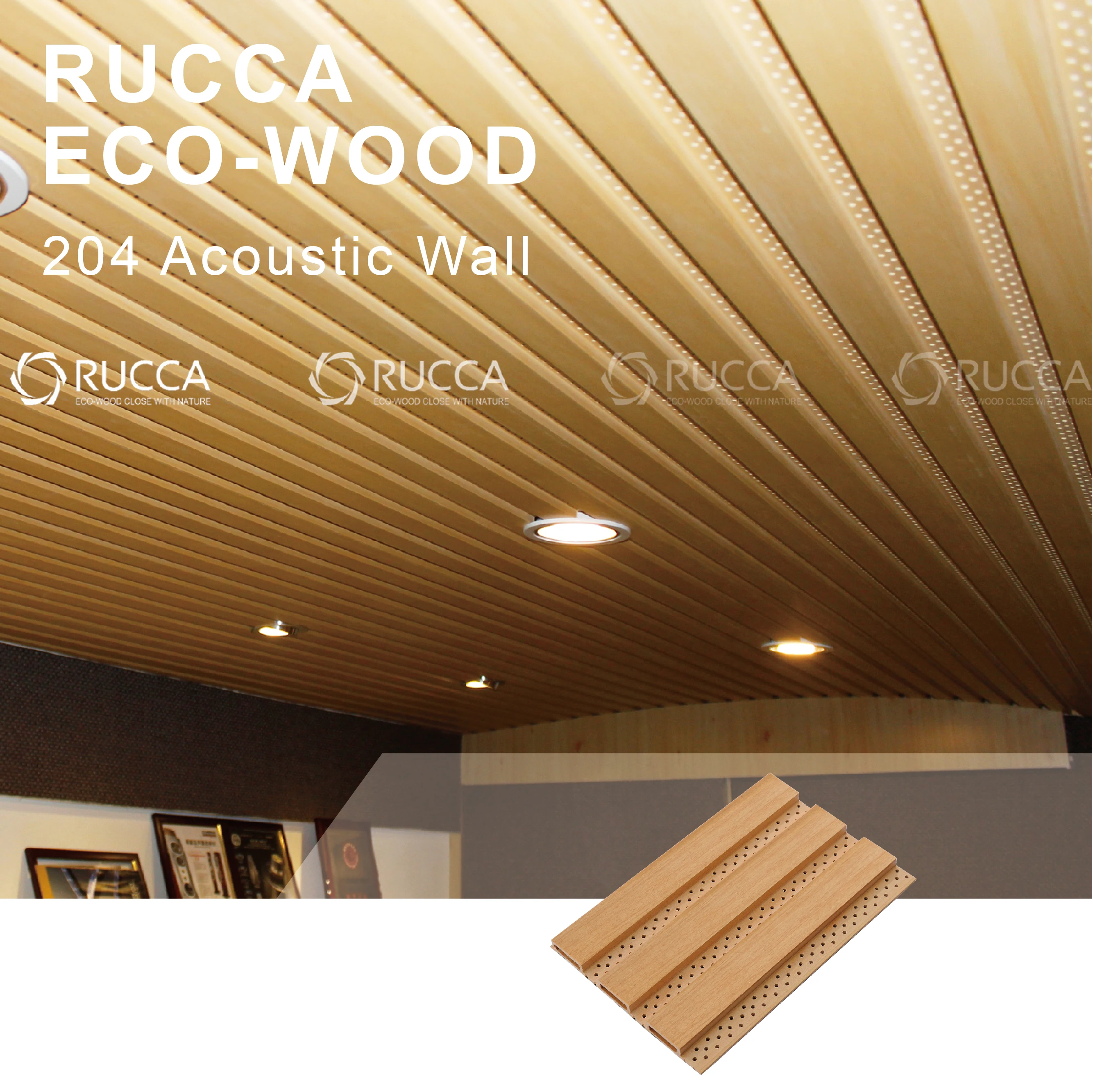 Rucca Guangdong Factory Home Theater Sound System, WPC Wooden Acoustic Wall Panels Interior from China Supplier 159*10mm