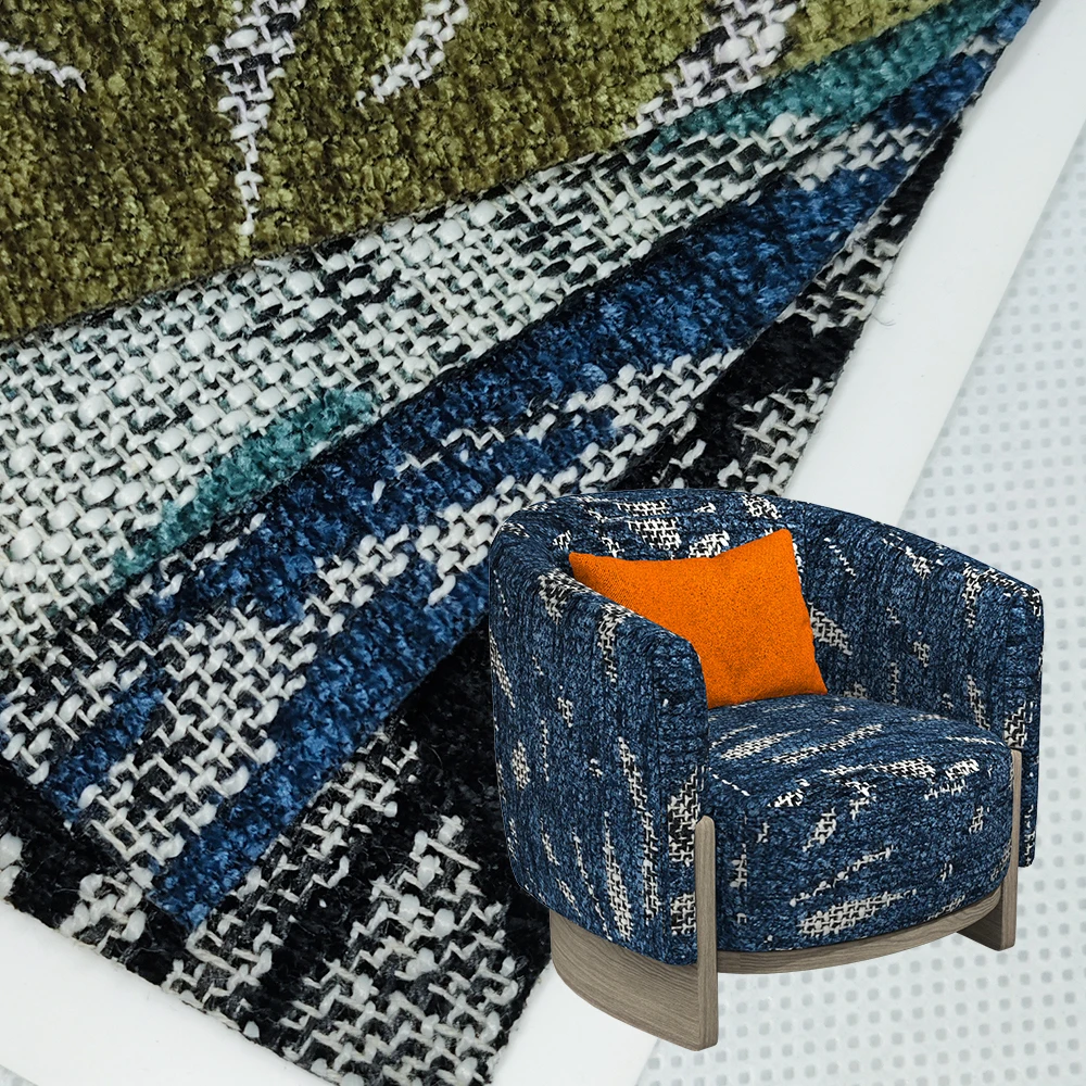 sofa fabric leather polyester 645gsm In-stock Breathable linen upholstery fabric for chair mattress medium weight jacquard