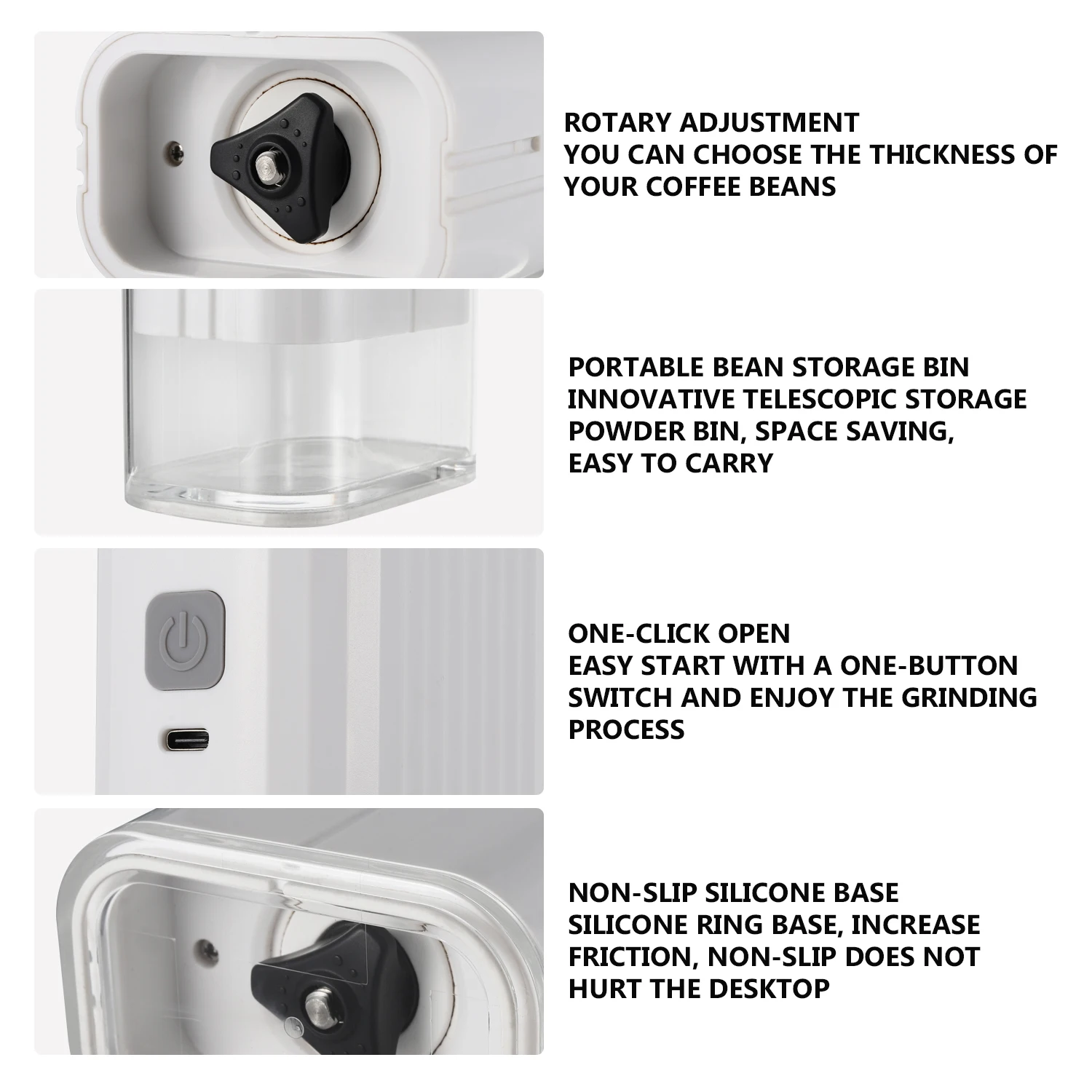 New Coffee Tools Travel Picnic Portable Rechargeable Coffee Bean Grinder Ceramic Burr Electric Coffee Maker Grinder